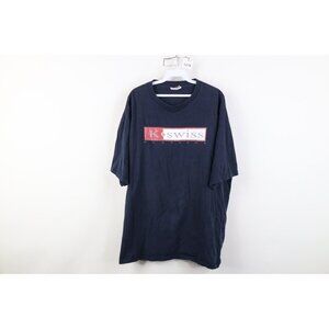 Vintage 90s K Swiss Classics Mens 2XL Distressed Spell Out Box Logo T-Shirt Blue